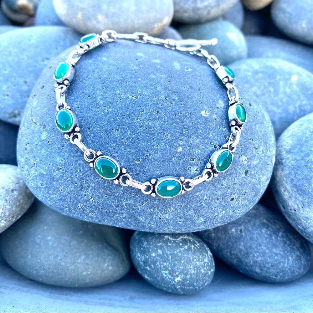 Sundance green onyx bracelet sterling silver gemstone tennis chain gem stone